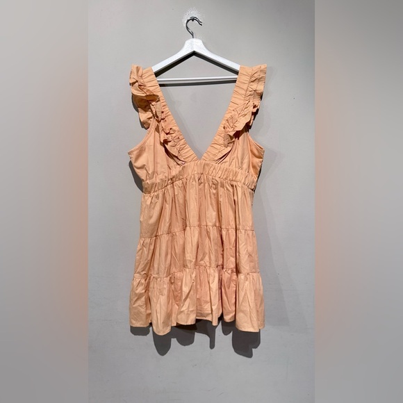 Abercrombie & Fitch Ruffled Plunge V-Neck Tiered Mini Dress Orange XL summer - Picture 7 of 11